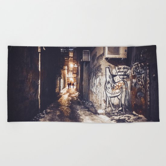 Lower East Side - Midnight Warmth on a Snowy Night Beach Towel