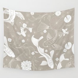 Taupe Koi Fish Wall Tapestry