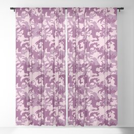 Pink abstract camo pattern  Sheer Curtain
