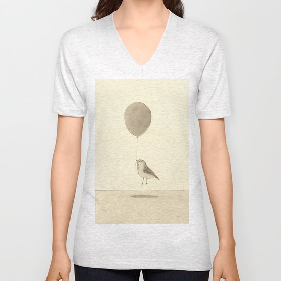 bird with a balloon Unisex V-Neck