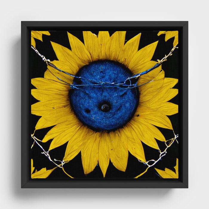 Sunflowers & Barbedwire Framed Canvas