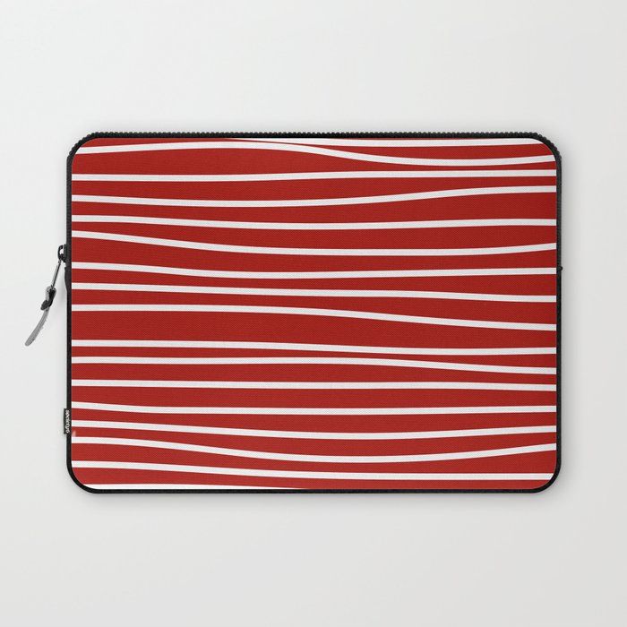 Red & White Maritime Hand Drawn Stripes - Mix & Match with Simplicity of Life Laptop Sleeve