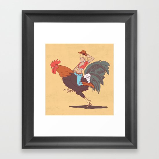 Girl Riding a Cock Framed Art Print