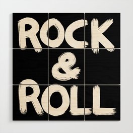 Rock and Roll Brushstroke Black and White Wood Wall Art