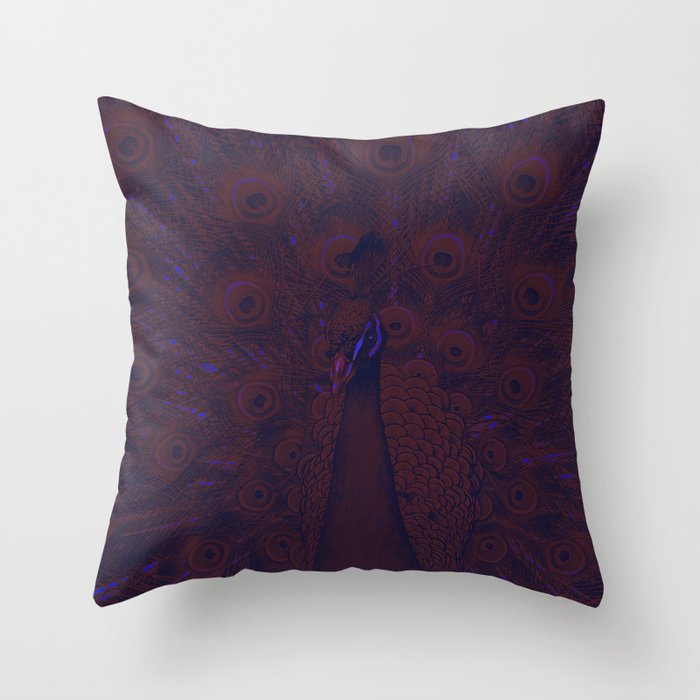 Peacock in red Throw Pillow