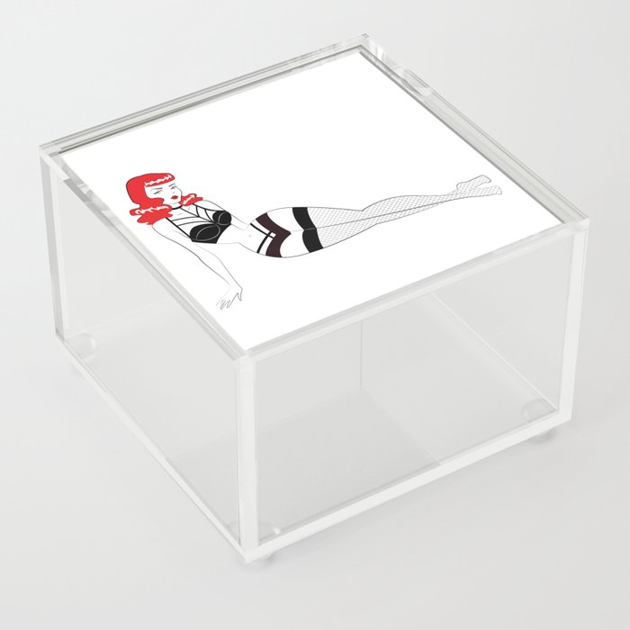 Redhead with lingerie Acrylic Box