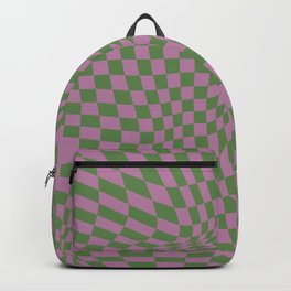 Chequerboard Pattern - Green Purple Backpack