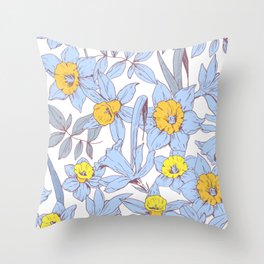 daffodils flowers Throw Pillow