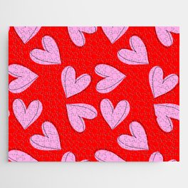 Romantic Pattern with Hand Drawn Hearts  Jigsaw Puzzle