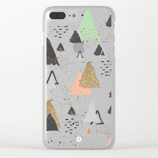 Triangles & textures watercolor Clear iPhone Case