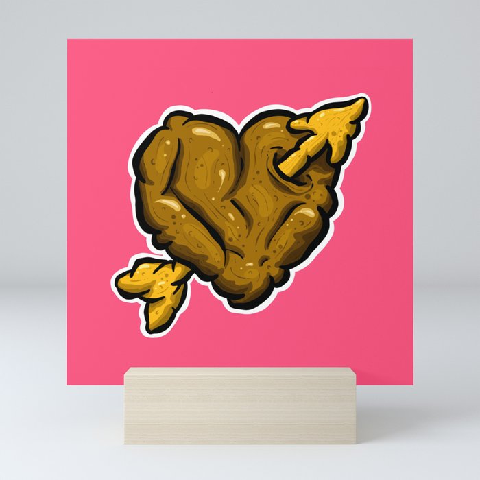 Valentines Day Love Heart Turd Poo Poop Dookie Cartoon Mini Art Print