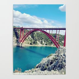 Maslenica Bridge Seascape. Travel Photography  Poster