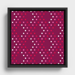Valentine's retro polka dots 3D diamonds check burgundy Framed Canvas