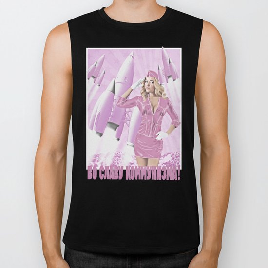 Communism rocks (in pink) Biker Tank