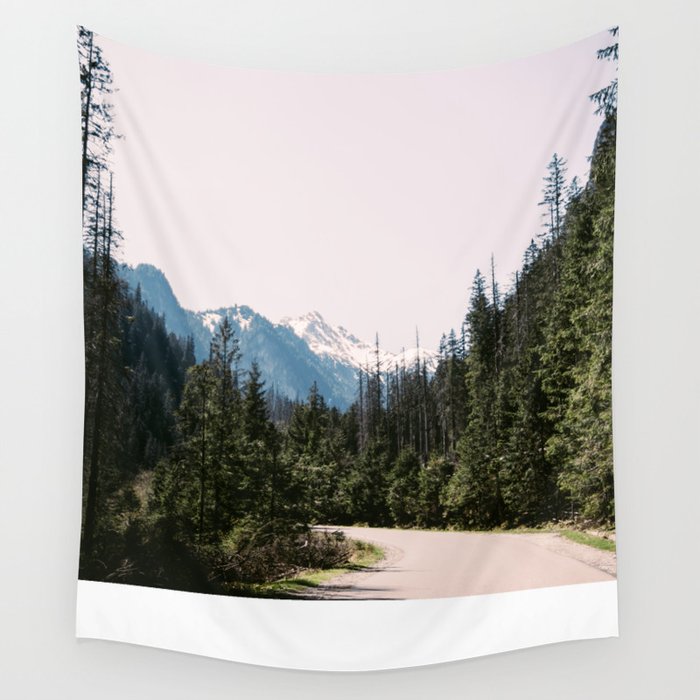 Mountain Landscape Photography | Hiking Road in Spring Mountains in Poland | Wanderlust Nature Photo Wall Tapestry