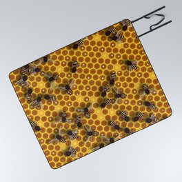 Honeycomb bee background illustration seamless pattern Picnic Blanket