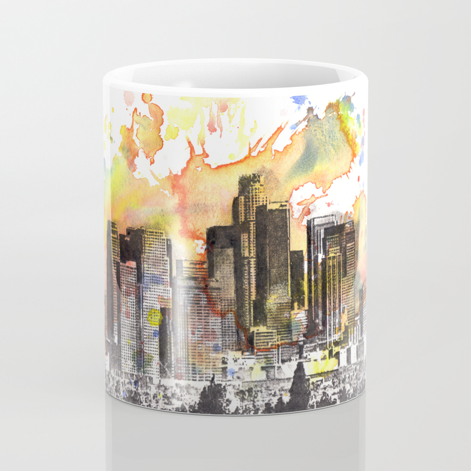 Los Angeles Cityscape Skyline Painting Coffee Mug By Idillard
