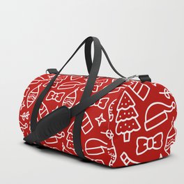 Christmas Pattern Red White Drawing Elements Duffle Bag