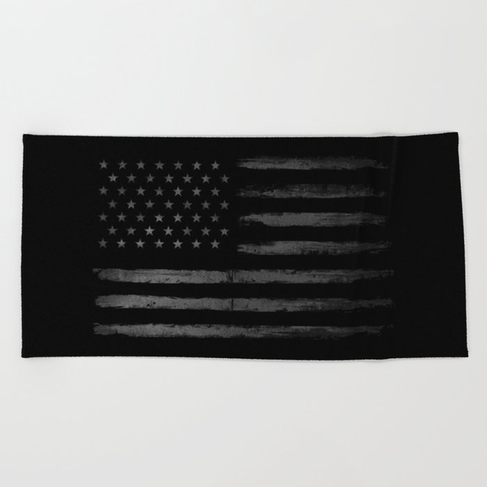 Grey Grunge American flag Beach Towel