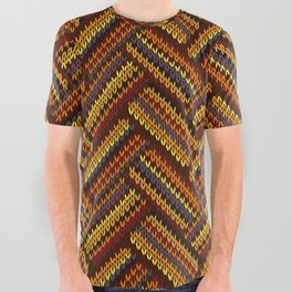 Knitted Textured Pattern Yellow All Over Graphic Tee