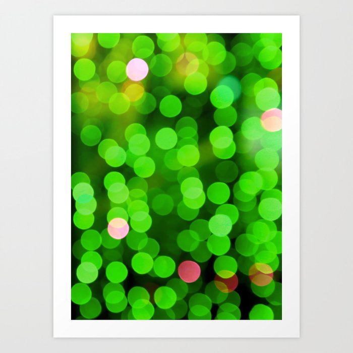 glowing confetti in green Art Print