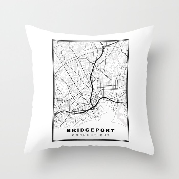 Bridgeport Map Throw Pillow