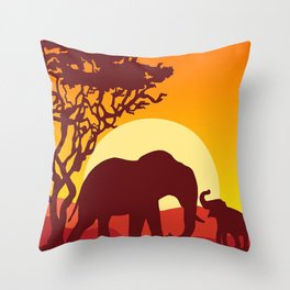 AfricanElephant Silhouette3659678 Throw Pillow