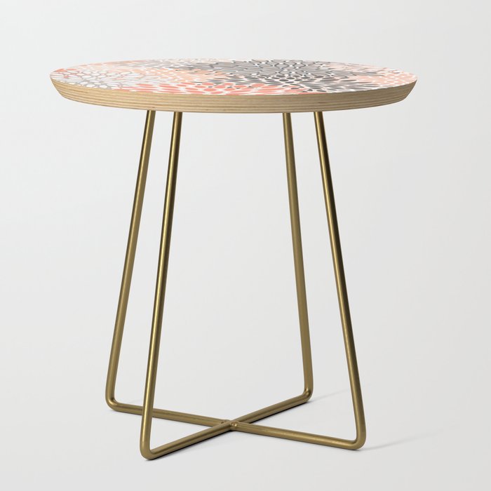Modern Floral Peach and Grey Side Table