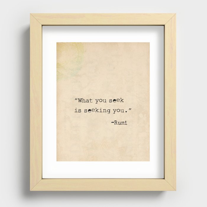 Rumi old quote Recessed Framed Print