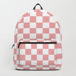 Large Lush Blush Pink and White Checkerboard Squares Backpack