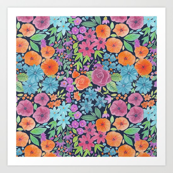 Floral watercolor pattern Art Print