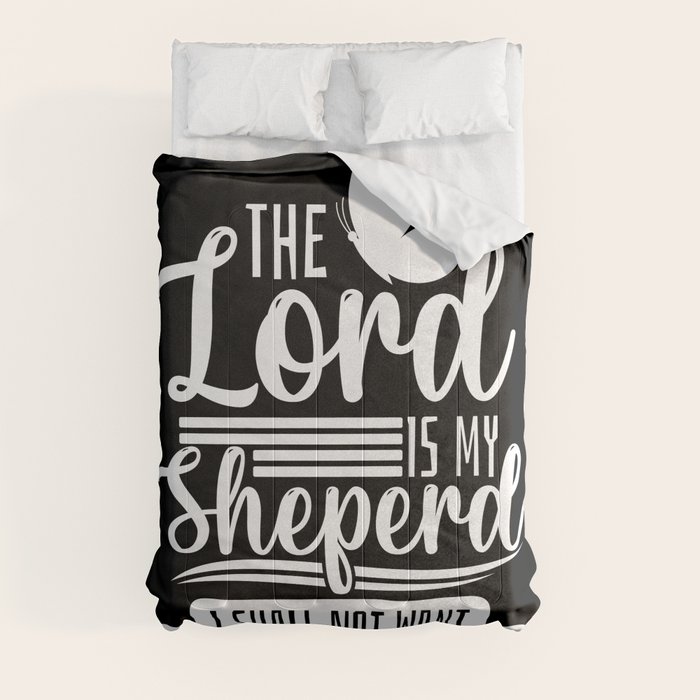 Christian Bible Verse The Lord Is My Sheperd Psalm 23 Comforter by Yestic Society6