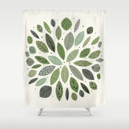 Mid-Century Green Leaves Shower Curtain