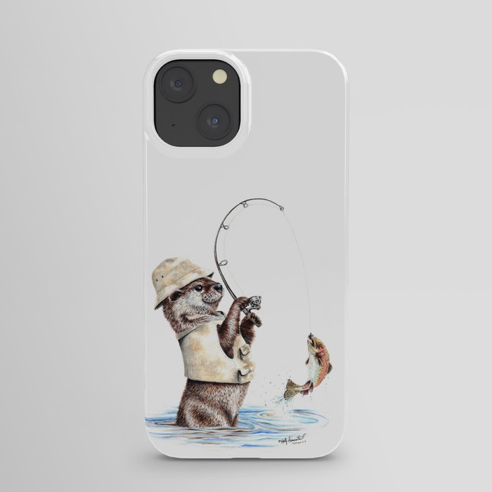 " Natures Fisherman " fishing river otter with trout iPhone Case
