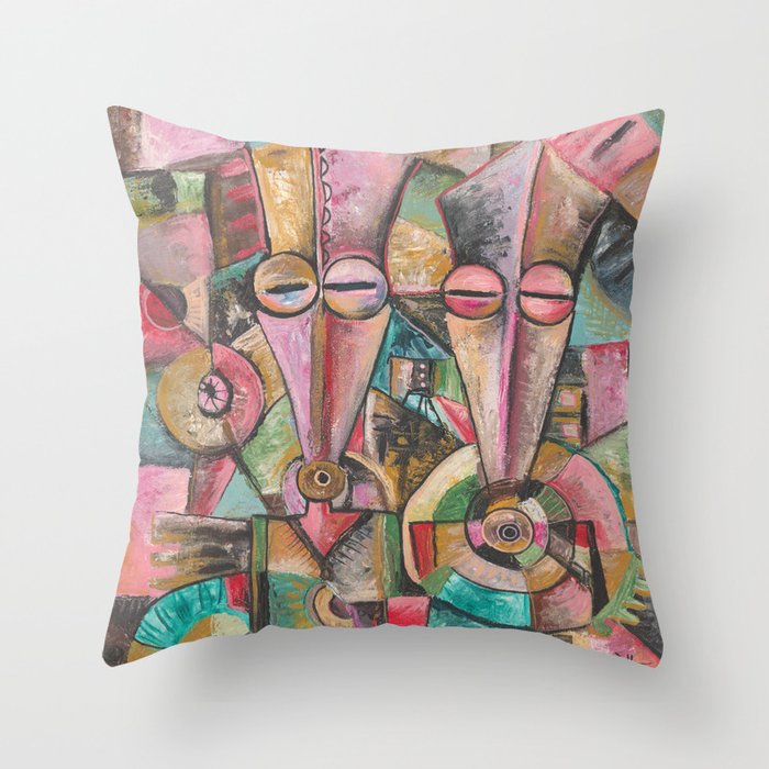 Couple II a surreal painting from Africa Throw Pillow
