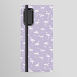 White flamingo silhouettes seamless pattern on lilac background Android Wallet Case