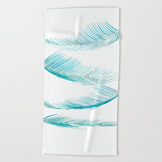 falling palm leaves watercolor Beach Towel