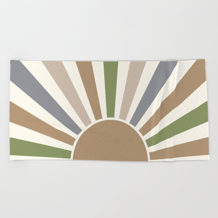 Multicolor retro Sun design 8 Beach Towel