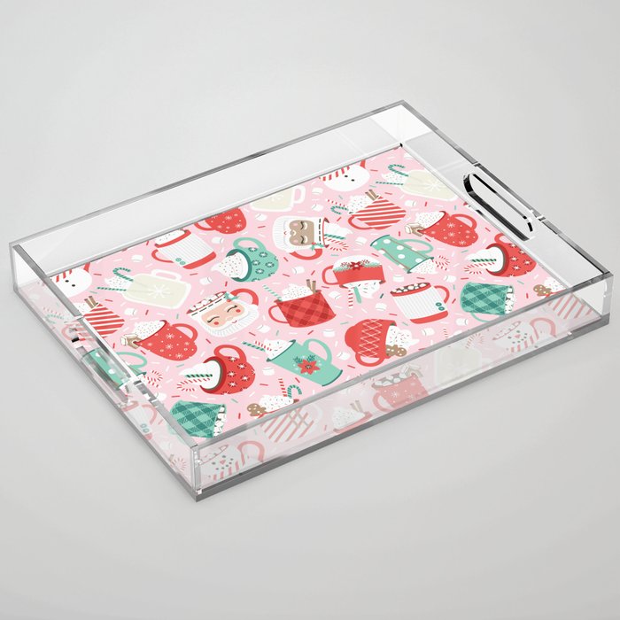 Christmas Cocoa Pink Acrylic Tray