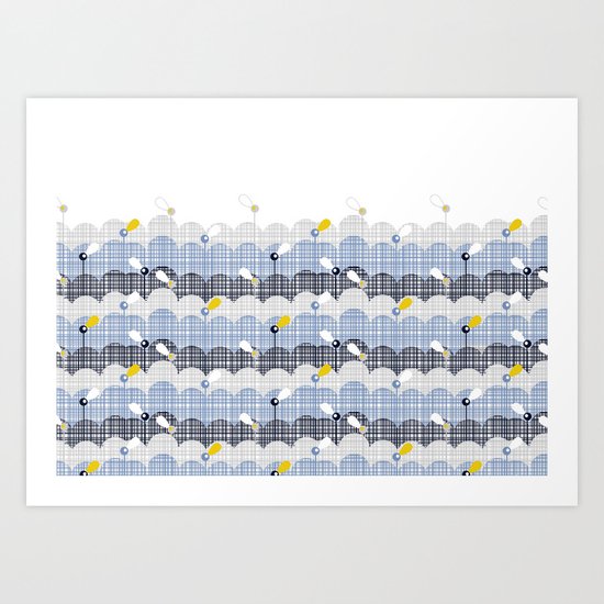 retro flower field 2 Art Print