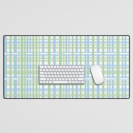 Spring Plaid Pattern in Light Green, Baby Blue, and Cream Desk Mat