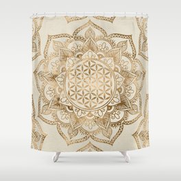 Flower of Life in Lotus - pastel golds and canvas Shower Curtain