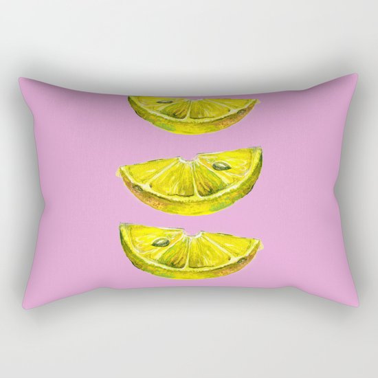 Lemon Slices Pink Rectangular Pillow