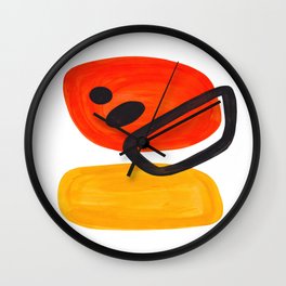Midcentury Modern Colorful Abstract Pop Art Space Age Fun Bright Orange Yellow Colors Minimalist Wall Clock