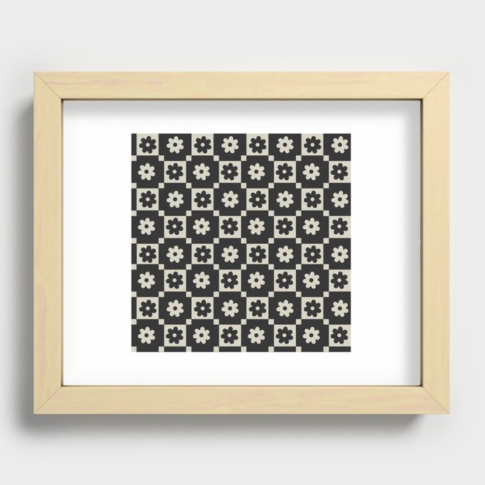 Checkered Daisy - Black ink Recessed Framed Print