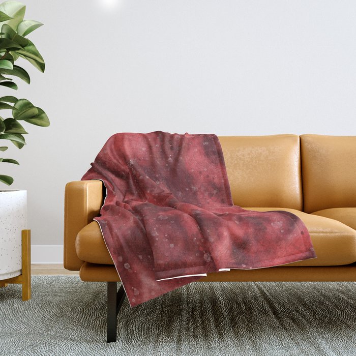 Red abstract painting texture, brick red marble waves Throw Blanket