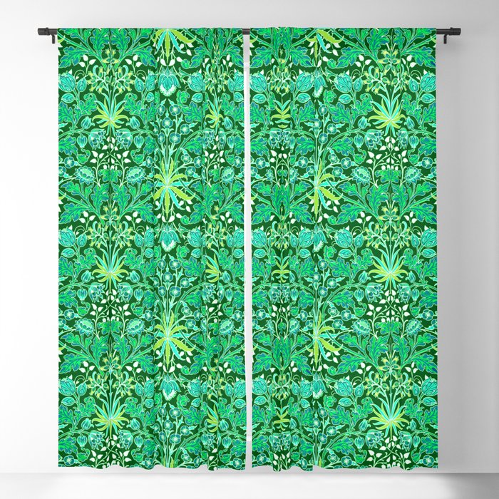William Morris Hyacinth Print, Emerald Green Blackout Curtain