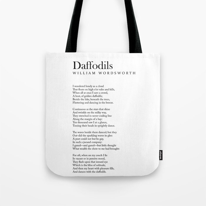 Daffodils - William Wordsworth Poem - Literature - Typography Print 1 Tote Bag