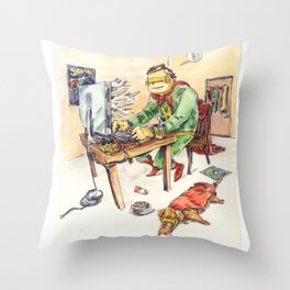 Hero and his Superdog Throw Pillow
