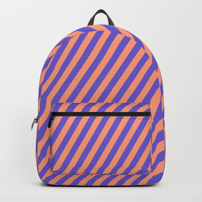 Light Salmon and Slate Blue Colored Lined Pattern Backpack